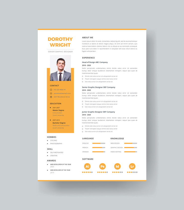 Orange Professional Resume
