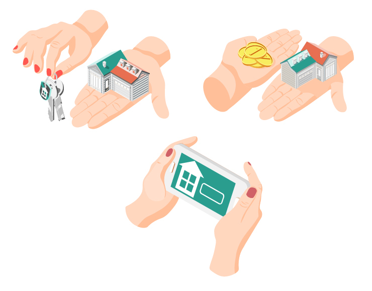 Real Estate Isometric Hands