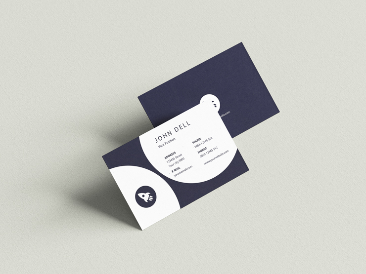 black white circular business card