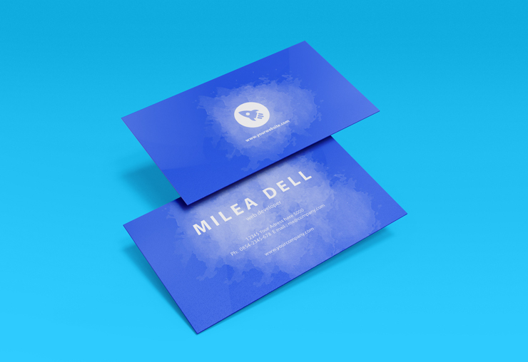 blue splash artistic modern business card
