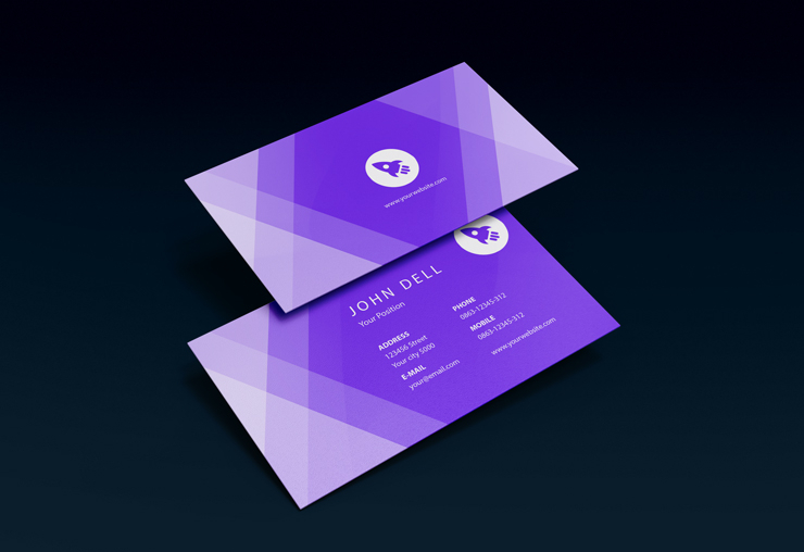 diagonal shaped purple business card