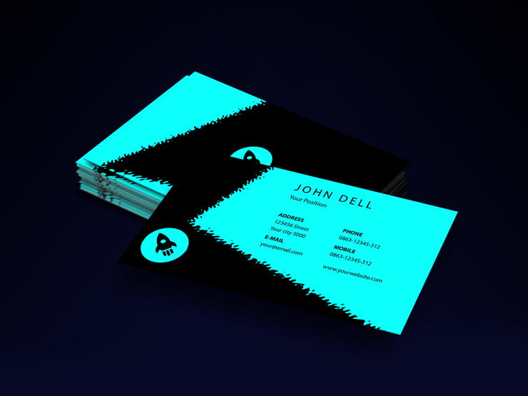 modern neon blue business card