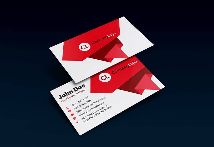 red professional premium modern elegant business card