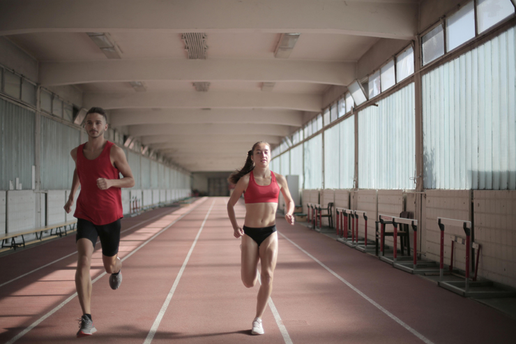 Man and Girl Running
