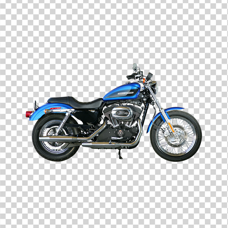 Blue Harley Davidson Motorcycle Bike Side View