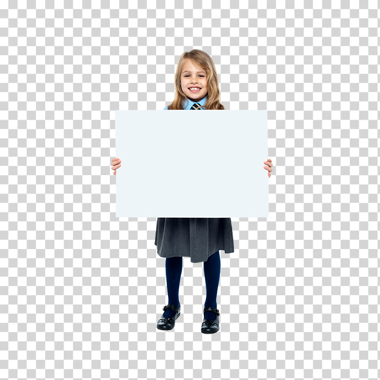 Child Girl Holding Banner