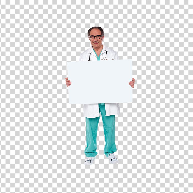 Doctor Holding Banner