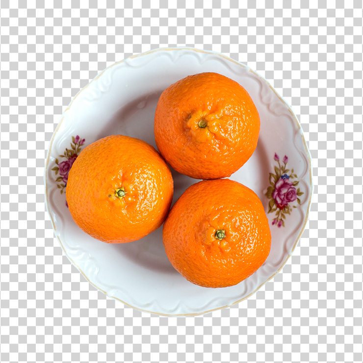 Juicy tangerine Fruits On White Plate