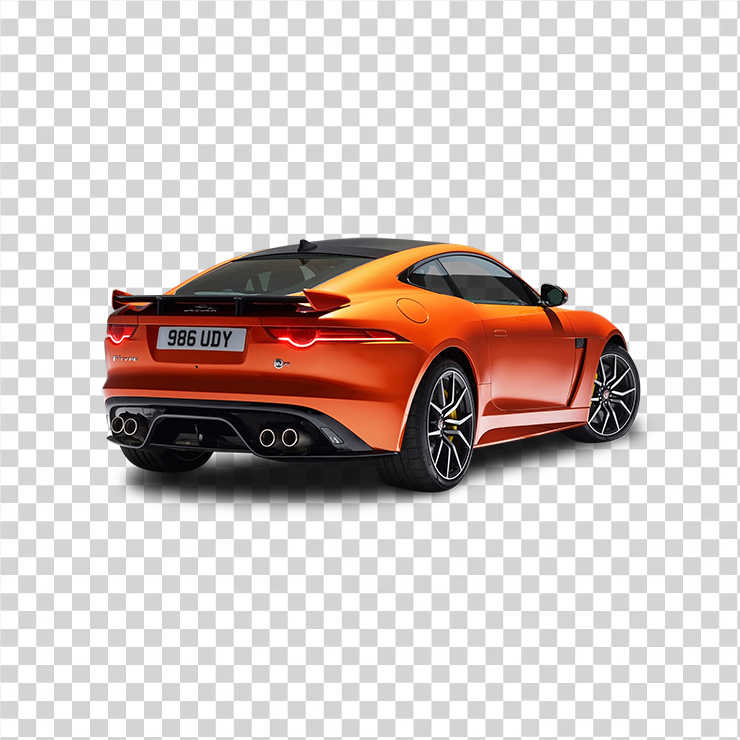 Orange Jaguar F Type Svr Coupe Back View Car