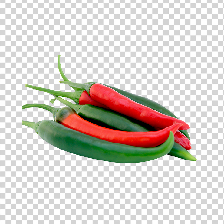 Red and green banana chilli peppers