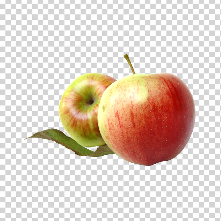 Two Red Apples With Leaves