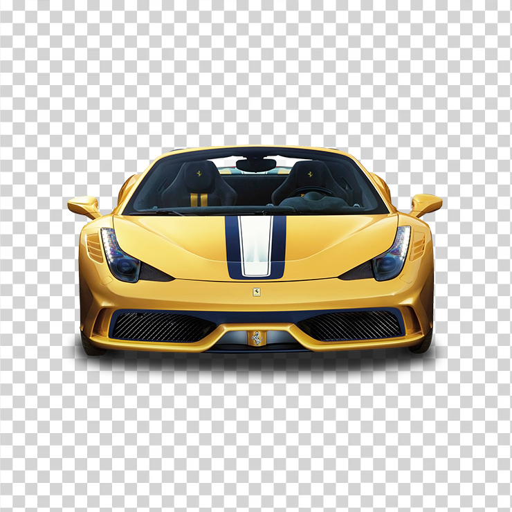 Yellow Ferrari Front View Car