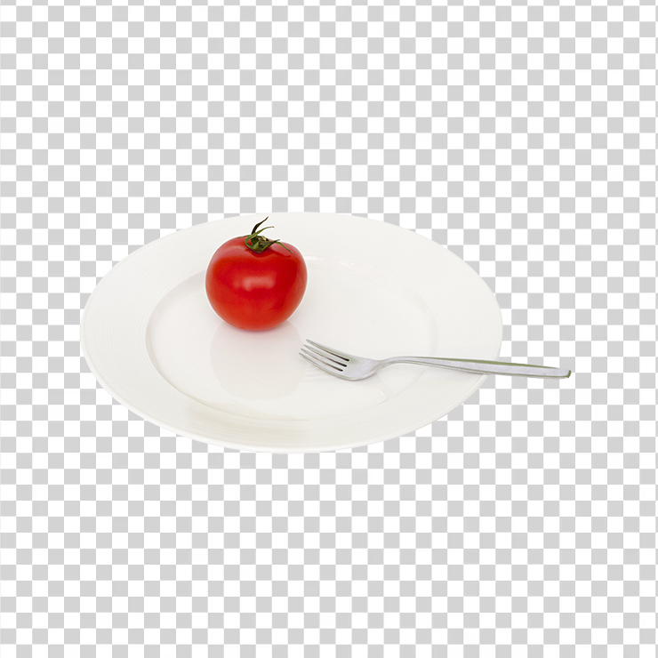 plate tomato fork png transparent image